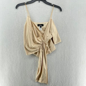 Lulus Top Tank Womens Sz S Champagne Cropped Asymmetric Spaghetti Strap Camisole